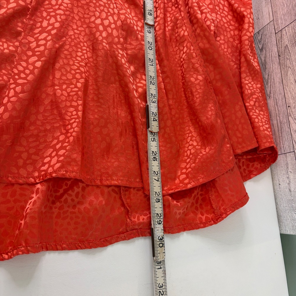 Umgee Tunic Top Women 2XL Orange Animal Print Puff Sleeve High Low Satin - Picture 7 of 8